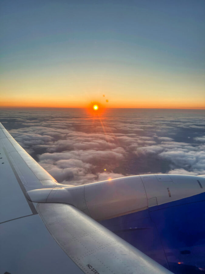Coucher de soleil depuis l'avion